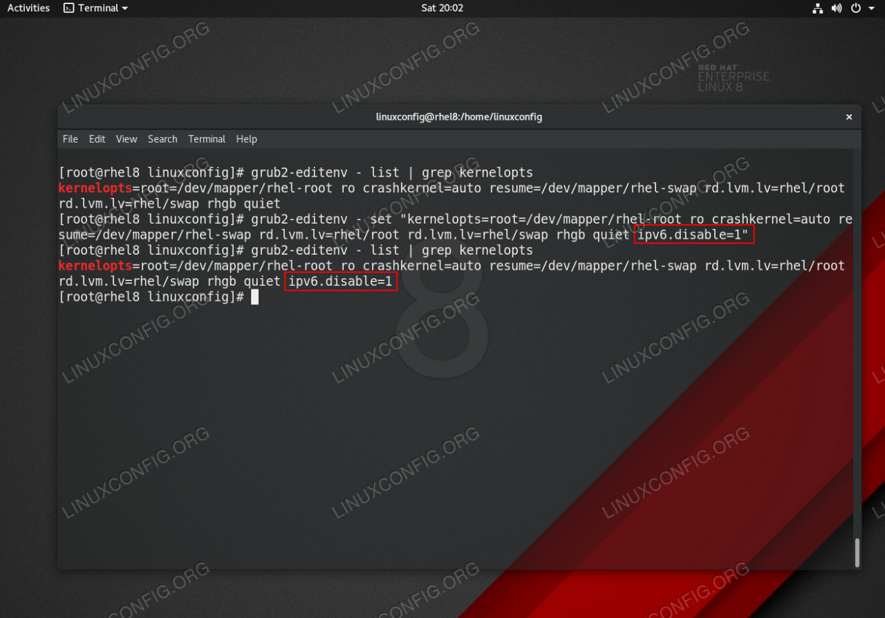 RHEL 8 / CentOS 8 enable/disable IPv6 - Linux Tutorials - Learn Linux ...