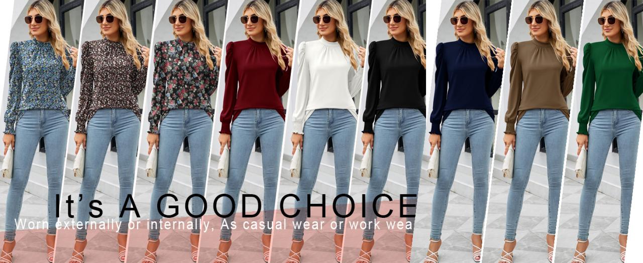 LUYAA Puff Long Sleeve Shirts for Women Tops Dressy Casual Frill Mock ... LUYAA Puff Long Sleeve Shirts for Women Tops Dressy Casual Frill Mock ...