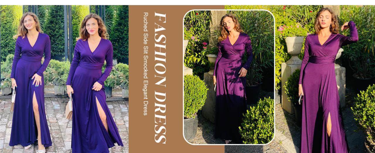 Amazon.com: HDLTE Women Long Maxi Dress Long Sleeve Casual Fall Formal ...